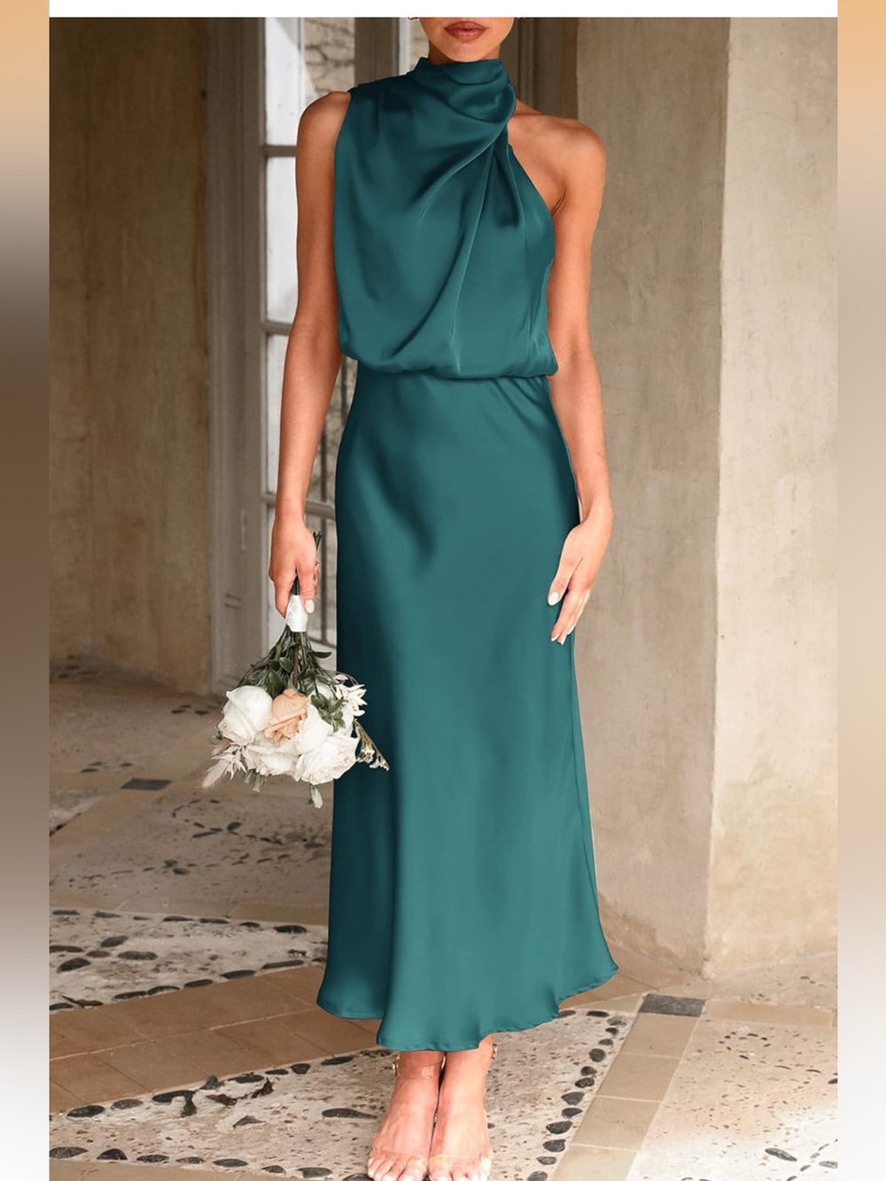 NWT PrettyGarden Teal Sleeveless High-Neck Dress - Picture 6 of 7